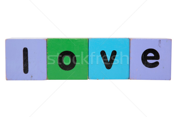 love in toy play block letters with clipping path Stock photo © morrbyte