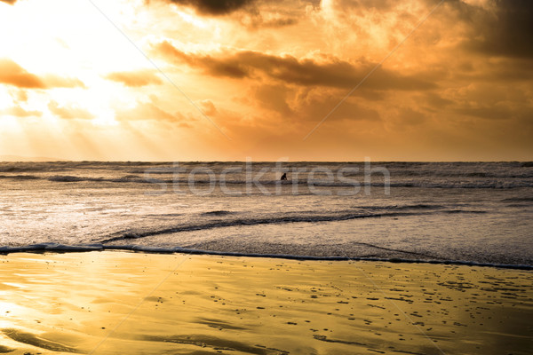one surfer surfing the winter waves Stock photo © morrbyte