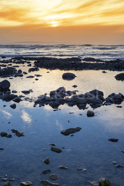 Foto d'archivio: Bella · tramonto · spiaggia · riflessioni · selvatico · modo