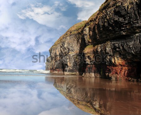 lone kayaker near the cliffs of ballybunion Stock photo © morrbyte