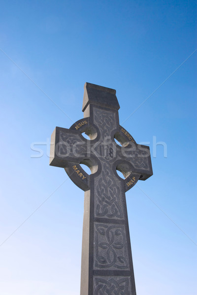 塞爾特 石 交叉 愛爾蘭的 墓地 天空 商業照片 © morrbyte