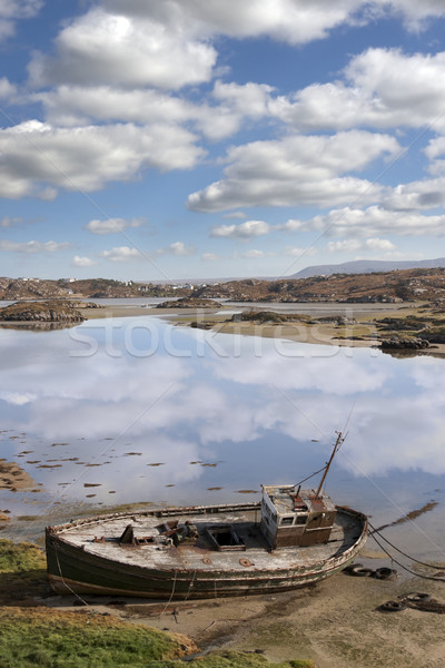 Foto stock: Velho · praia · oceano · azul