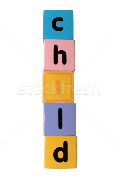 child in toy play block letters with clipping path Stock photo © morrbyte