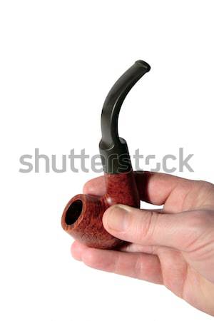 retro patterned tobacco smoking pipe hand held Stock photo © morrbyte