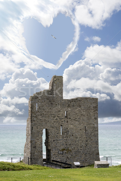 Sevmek kalp bulut üzerinde kale Stok fotoğraf © morrbyte