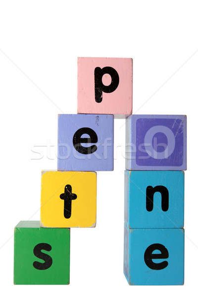 step one in toy play block letters with clipping path Stock photo © morrbyte