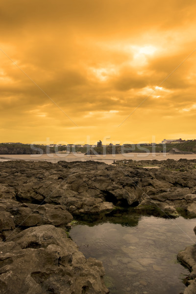 rock formations with castle at sunset Stock photo © morrbyte