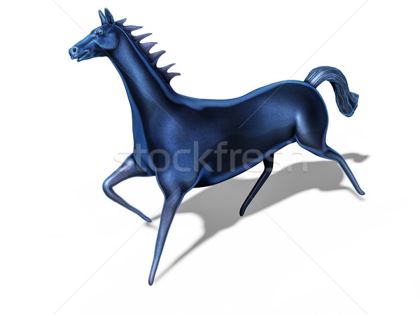 blue metallic horse statuette isolated on white Stock photo © motttive