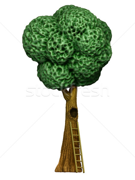 Cartoon green tree with hollow and ladder Stock photo © motttive