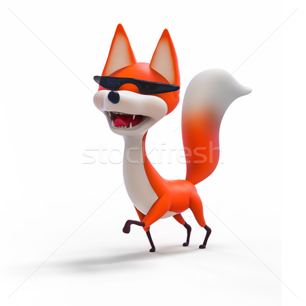 Walking fox, cartoon character 3D illustration Stock photo © motttive
