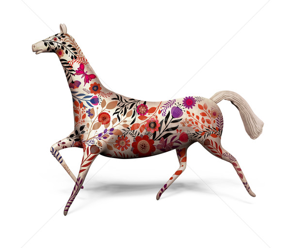 马    装饰    孤立    白    装饰 / toy horse decorated with