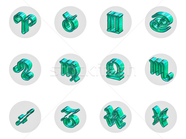 Set of isolated 3D zodiac icons for web and print Stock photo © motttive