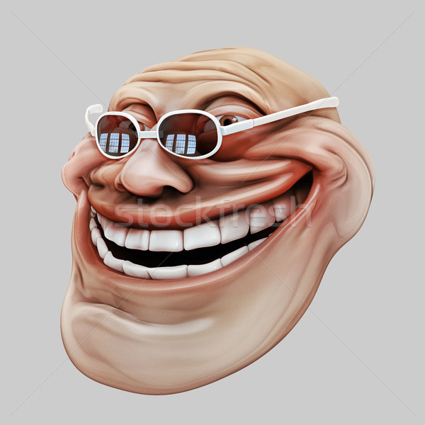 Trollface dark spectacled. Internet troll 3d illustration Stock photo © motttive
