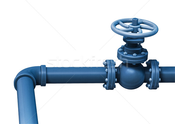 Industrielle pipe vanne isolé blanche bleu [[stock_photo]] © motttive