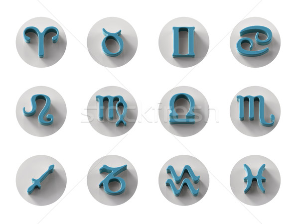 Set of isolated 3D zodiac icons for web and print Stock photo © motttive