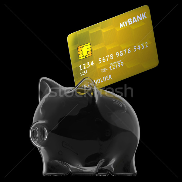 Stockfoto: Spaarvarken · creditcard · 3d · illustration · 3D · business