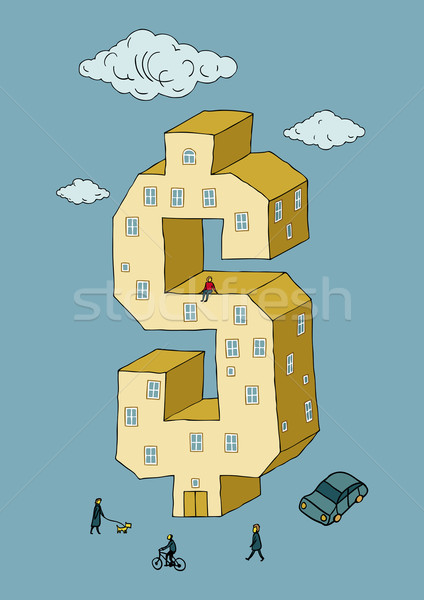 Dollár alakú épület vásárol új lakás Stock fotó © motttive