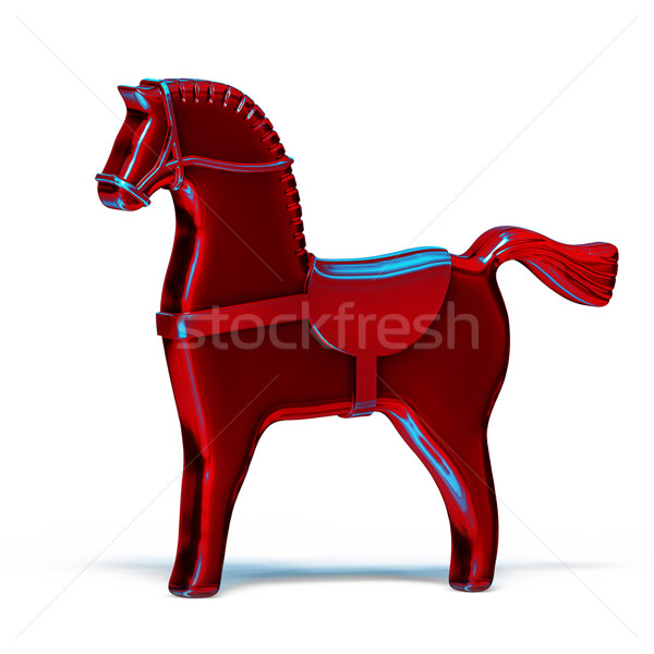 Foto stock: Rojo · juguete · metal · caballo · aislado · blanco