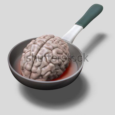 Human brain on hot pan illustration Stock photo © motttive