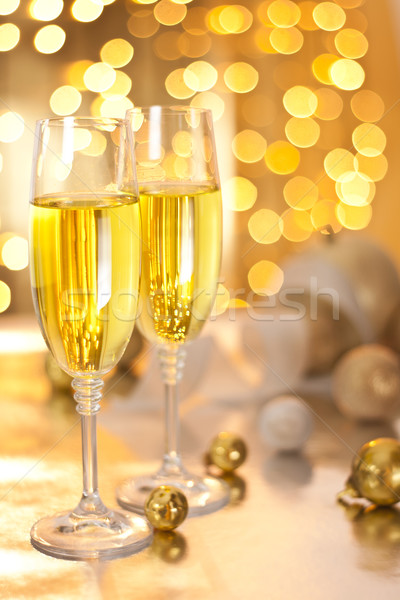 Glasses of Champagne on Christmas Eve Stock photo © mpessaris