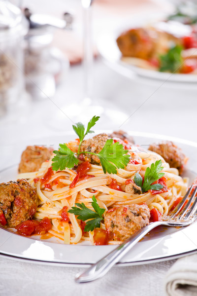 Meatballs Linguine Stock photo © mpessaris