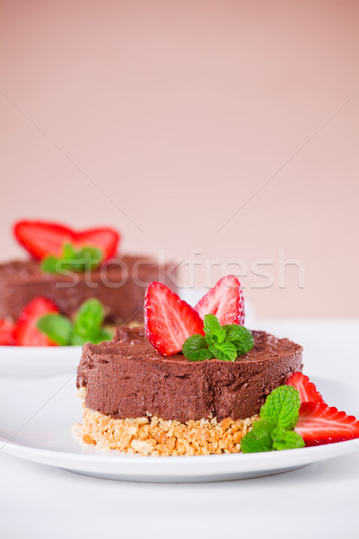 Сток-фото: шоколадом · десерта · Шоколадный · мусс · клубники · продовольствие