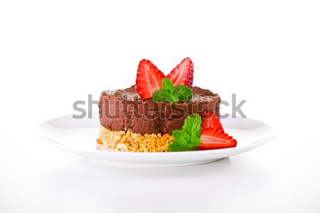 Шоколадный мусс клубники десерта продовольствие красный Сток-фото © mpessaris