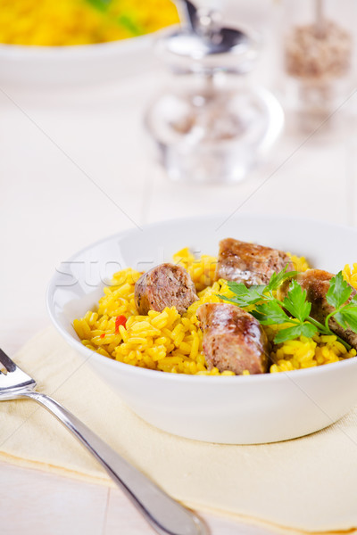 Sausages And Curry Rice Stock photo © mpessaris