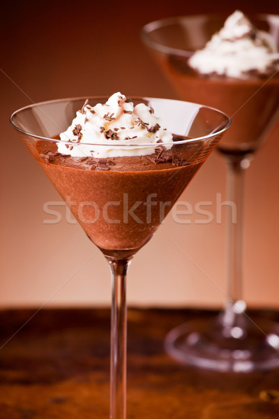 Шоколадный мусс десерта очки взбитые сливки продовольствие черный Сток-фото © mpessaris