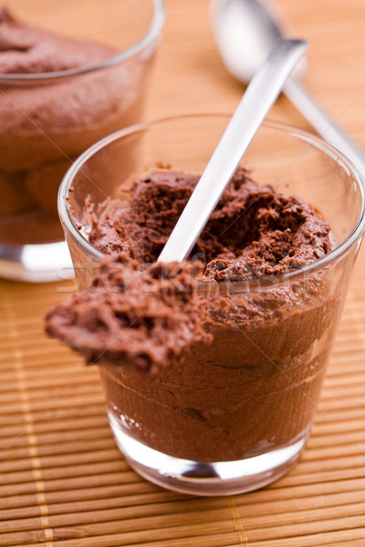 Шоколадный мусс фотография стекла продовольствие черный Сток-фото © mpessaris