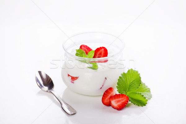 Hausgemachte Erdbeere Joghurt Lichtbild frischen Stock foto © mpessaris