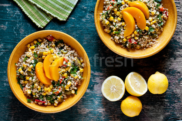 Plates Of Bulgur And Vegetables Salad Stock photo © mpessaris