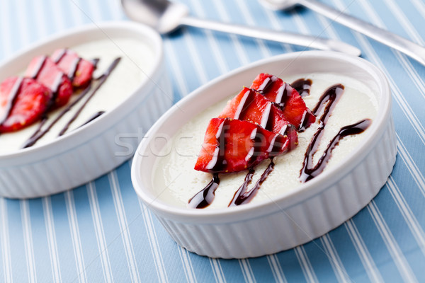 Panna Cotta With Strawberries And Chocolate Stock photo © mpessaris