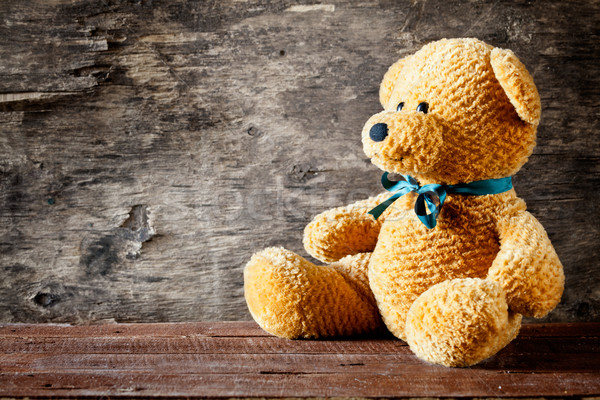 Rustikal Teddybär cute Holz orange Stock foto © mpessaris