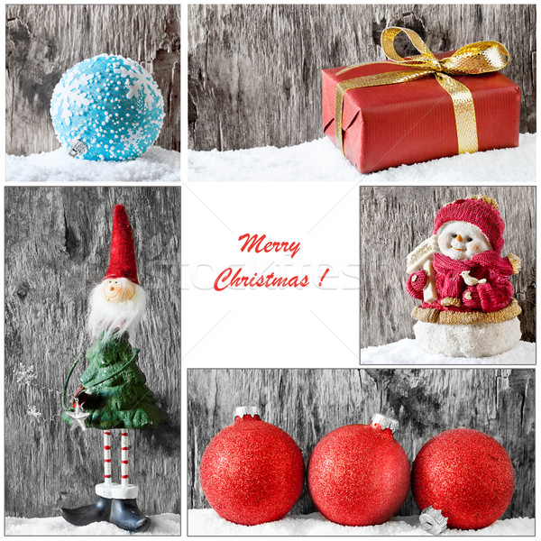 Weihnachten Collage farbenreich weiß vorliegenden Freude Stock foto © mpessaris