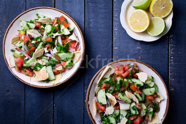 Salat Platte Früchte Kalk Kräuter Stock foto © mpessaris