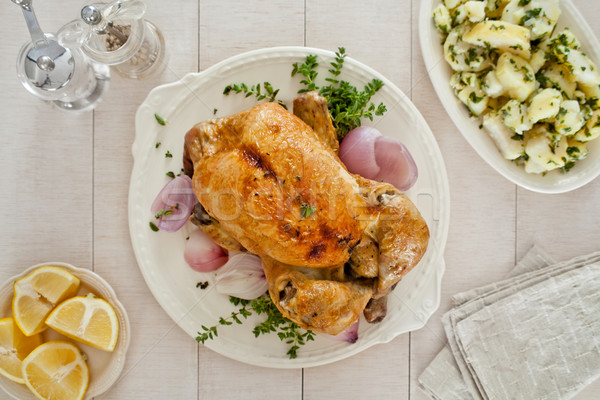 Roasted Chicken With Potatoe Salad Stock photo © mpessaris