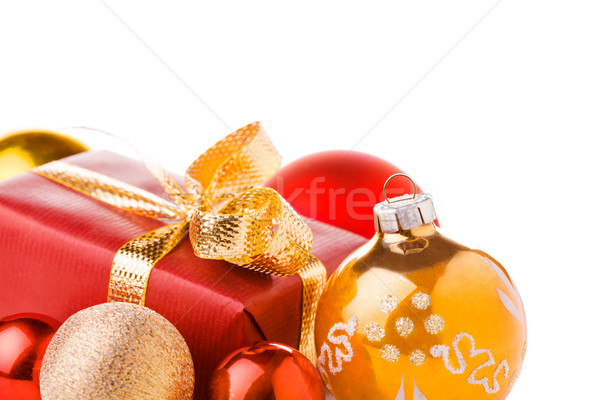 Karácsony díszítések közelkép fénykép háttér ajándék Stock fotó © mpessaris