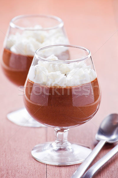 Mousse de ciocolata fotografie ceaşcă alimente negru Imagine de stoc © mpessaris