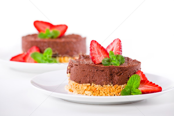 Шоколадный мусс десерта клубники продовольствие красный Сток-фото © mpessaris