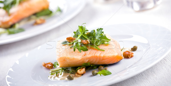 Saumon écrou salade panorama photographie repas [[stock_photo]] © mpessaris