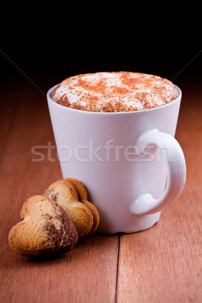 [[stock_photo]]: Cappuccino · cookies · tasse · café · deux