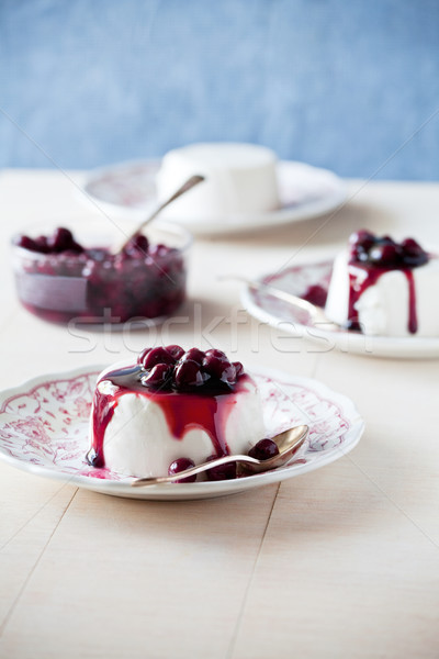Panna Cotta With Cherry Topping Stock photo © mpessaris