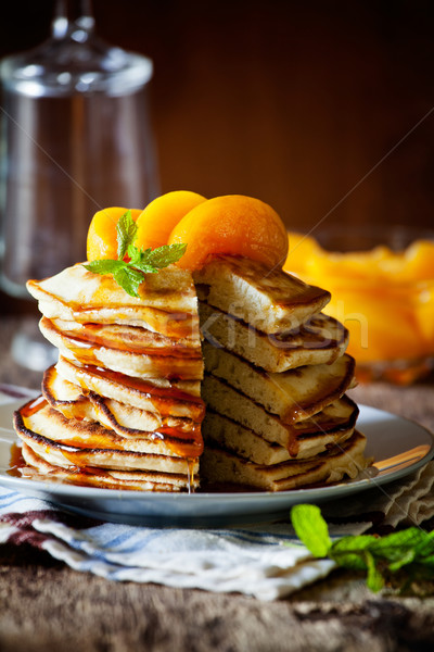Stock photo: Homemade Pancakes With Peaches