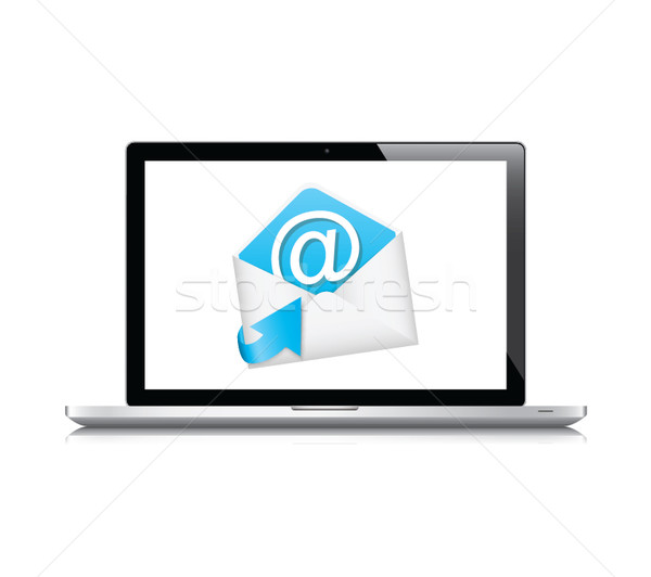 E-mail vector icoană laptop izolat alb Imagine de stoc © MPFphotography