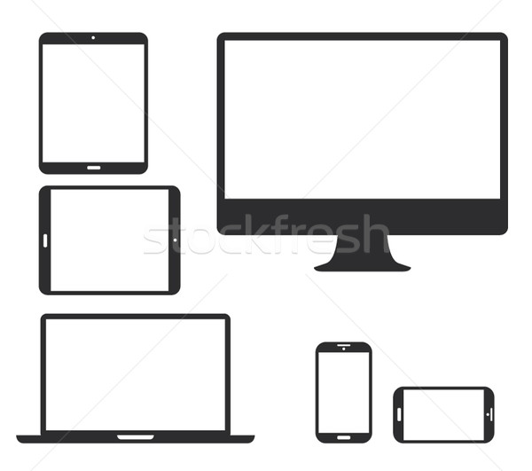 Set of black electronic device silhouette vector icons Stock photo © MPFphotography