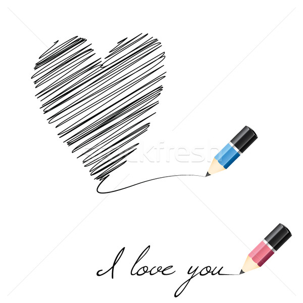 Love and wedding concept with realistic pencil vector eps10 Stock photo © MPFphotography