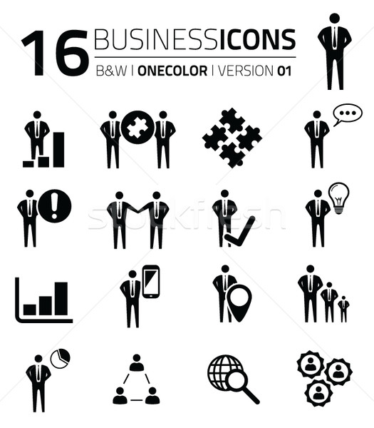 Business icon set isolated on white vector eps10 silhouettes Stock photo © MPFphotography