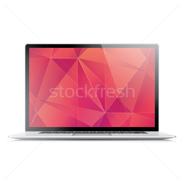 Laptop vector with modern flaming geometric wallpaper Stock photo © MPFphotography