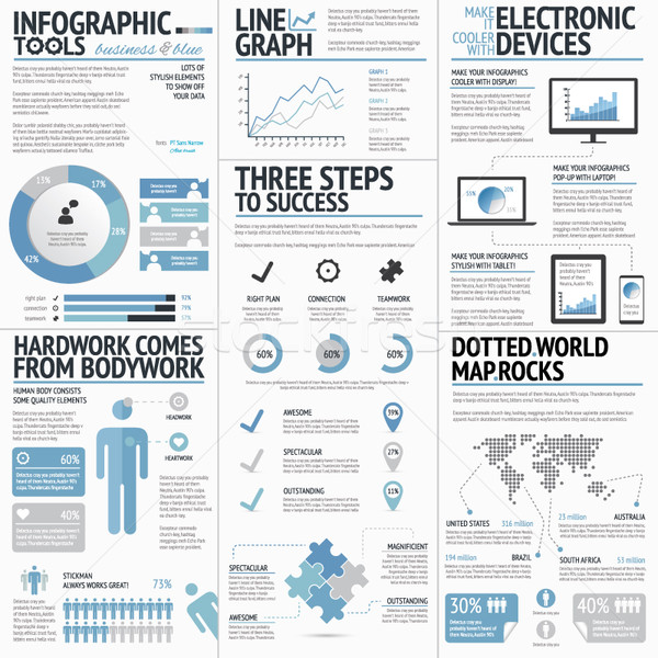 Big set of infographic elements blue business vector Stock photo © MPFphotography